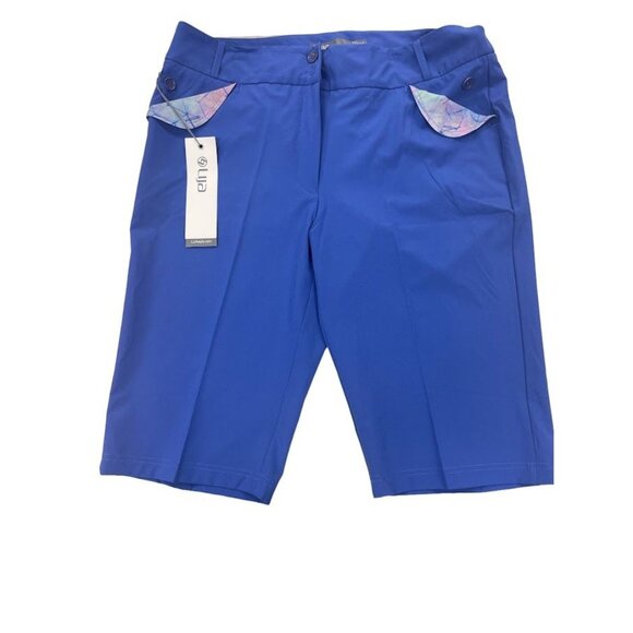 Lija Ladies Blue Golf Woven Bermuda Pant/Short w/ Pockets Size 14 - Picture 2 of 3